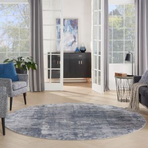 Rustic Textures RUS05 Abstract Circle Rugs in Grey