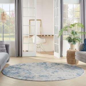 Rustic Textures RUS16 Abstract Circle Rugs in Grey Blue