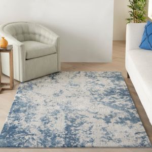 Rustic Textures RUS16 Abstract Rugs in Grey Blue