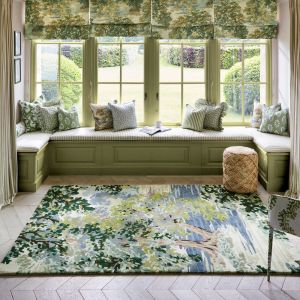 Sanderson Ancient Canopy 146708 Forest Green Nature Print Hand Tufted Wool Rug 
