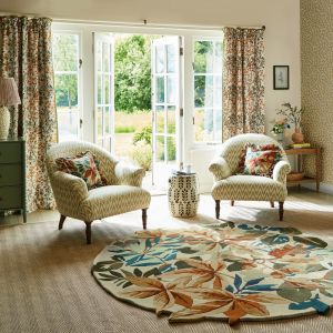 Sanderson Robin’s Wood 146508 Forest Green Nature Print Hand Tufted Wool Circle Rug 