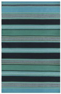 Santa Fe Stripe Indoor Outdoor Rugs in Green Blue by William Yeoward