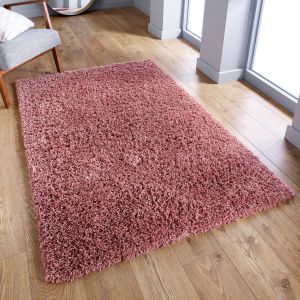 Serene Shaggy Soft Plain Rugs in Pink