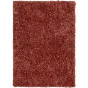 Spiral Plain Shaggy Rugs in Coral orange