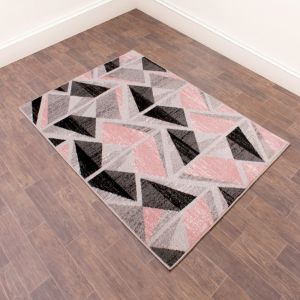 Spirit Abstract Geometric Rugs in Blush Pink