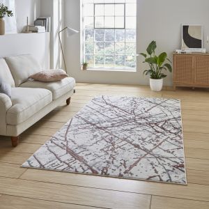 Think Rugs Artemis B8403A Pink Silver Abstract Marble Metallic Rug