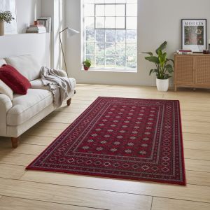 Think Rugs Dubai 62098 Red Traditional Super Soft Patterned Border Rug