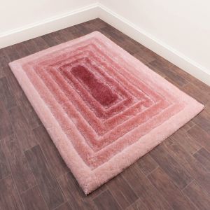 3D Time Gate Ombre Shaggy Rugs in Blush Pink