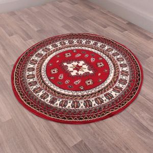 Malak Circular Rugs in Red by Rugstyle
