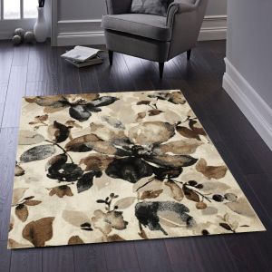 Watercolour Floral Modern Abstract Rugs in Beige