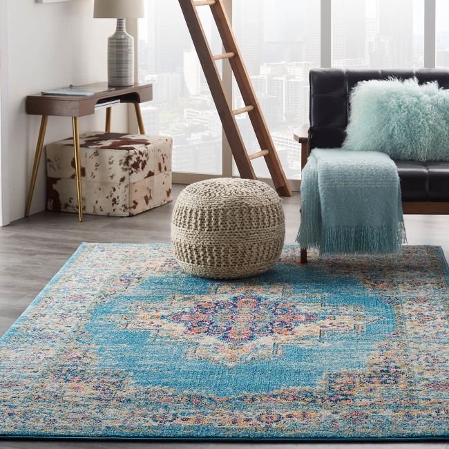 Passion Traditional Medallion Persian, Light Blue Persian Rugs