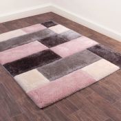 3D Carved Geometric Blocks Rugs in Blush Pink