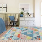 Amelie Triangles Abstract Rugs in AM03 Blue Multi