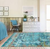 Amelie Vintage Abstract Rugs in AM10 Blue