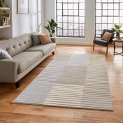 Think Rugs Apollo 2681 Grey Gold Striped Rug