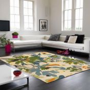Reef Floral Rugs RF11 in Green and Multicolours