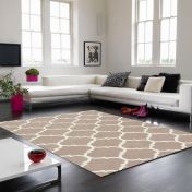 Albany Ogee Modern Arabesque Wool Rugs in Camel