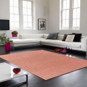 Form Modern Plain Ridged Wool Rugs in Pink