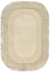 Asiatic Halo Calico Bordered Plain Hand Tufted Wool Oval Rug 
