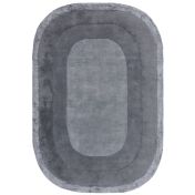 Asiatic Halo Denim Bordered Plain Hand Tufted Wool Oval Rug 