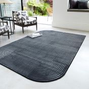 Asiatic Kuza Shape Black Charcoal Striped Abstract Luxurious Rug