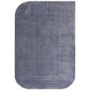 Asiatic Kuza Shape Black Navy Striped Abstract Luxurious Rug