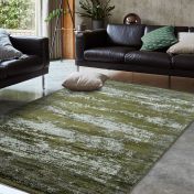 Athera Distressed Border Rugs in AT01 Emerald Green