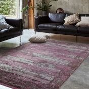 Athera Distressed Border Rugs in AT04 Bordeaux Purple