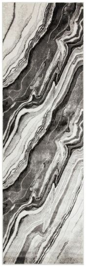 Blaze BLZ01 Abstract Marble Runner Rugs in Silver Grey