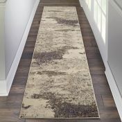 Celestial Abstract Hallway Runner Rug CES02 in Ivory Grey by Nourison