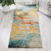 Celestial Modern Abstract Hallway Runner Rug CES02 in Seaglass by Nourison