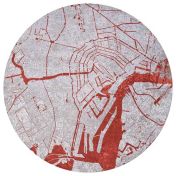 Cities Amsterdam Orange Cut 9323 Abstract Circle Rug by Louis De Poortere