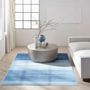Launder LDR01 CK031 Aqua Abstract Washable Flatweave Rug By Calvin Klein
