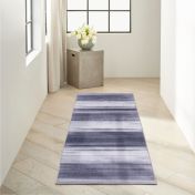 Launder LDR01 CK031 Grey Blue Abstract Washable Flatweave Runner By Calvin Klein