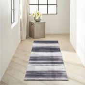 Launder LDR01 CK031 Ivory Black Abstract Washable Flatweave Runner By Calvin Klein