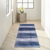 Launder LDR01 CK031 Navy Abstract Washable Flatweave Runner By Calvin Klein