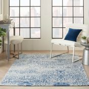 Damask DAS06 Distressed Rugs in Blue by Nourison