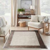 Desire DSR01 Ivory Silver Bordered Rug By Nourison