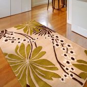 Ohelo Floral Wool Rugs in Green
