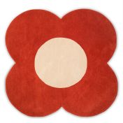 Flower Wool Circle Rugs 061303 in Tomato By Designer Orla Kiely
