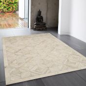 Gaucho Genuine Leather Patch Modern Parquet Rugs in Natural