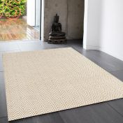 Ives Modern Chevron Zigzag Pattern Rugs in Natural Cream