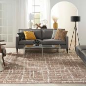Luna Abstract Rugs LUN02 by Nourison in Mocha Ivory