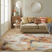 Lux Washable LUX03 Beige Multicolour Abstract Rug By Concept Looms