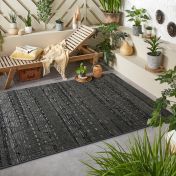 Monaco Tribal Indoor Outdoor Modern Rugs in Charcoal Grey
