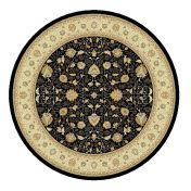Noble Art Traditional Bordered Circle Rugs 6529 090 in Black
