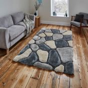 Noble House 5858 Shaggy Pebble Rugs in Grey Blue