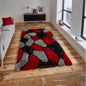Noble House 5858 Shaggy Pebble Rugs in Grey Red