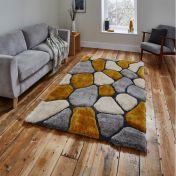 Noble House 5858 Shaggy Pebble Rugs in Grey Yellow