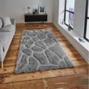 Noble House 5858 Shaggy Pebble Rugs in Silver Grey